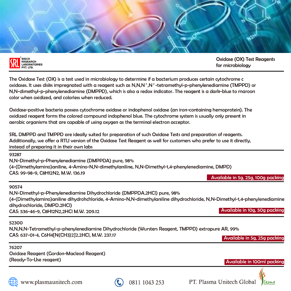 Oxidase Test Reagents for Microbiology